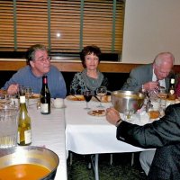 12/19/12 - Club Christmas Party at the Basque Clutural Center, South San Francisco - L to R: guest, guest, Ward Donnelly, and Joe Farrah (back to camera).