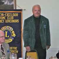 7/18/12 - Installation of Officers at the Italian American Social Club, San Francisco - Bob Quinn, standing, gives a brief talk after being installed as President. Ward Donnelly, outgoing President, on the left.