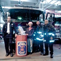 12-19-12 - Leo Toy Drive at Ephphany School Gym with collected toys delivered to the Moscow Street Firehouse.