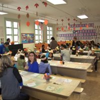 11-16-12 - Thanksgiving Luncheon, Mission Educational Center, San Francisco - Students quietly waiting for the festivities to start.