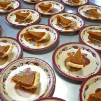 11-16-12 - Thanksgiving Luncheon, Mission Educational Center, San Francisco - Pumpkin pie ready to be served.