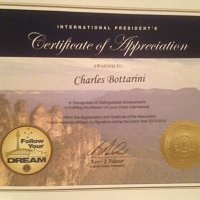 6-18-14 - Italian American Social Club, San Francisco - Presentation of International President’s Certificate of Appreciation to Lion Charles Bottarini for 60 years of service - Certificate of Appreciation presented to Charlie Bottarini.