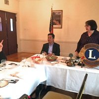 4-20-16 - Italian American Social Club, San Francisco - Rod Mercado, candidate for District Governor visiting - Discussions during the meeting. L to R: Sharon Eberhardt, Rod Mercado, and Viela du Pont.