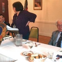 4-20-16 - Italian American Social Club, San Francisco -  Rod Mercado, candidate for District Governor visiting - L to R: Rod Mercado, Viela du Pont, and Joe Farrah.