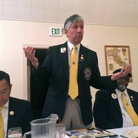 11-16-16 - District Governor Rod Mercado’s Official Visit, Italian American Social Club, San Francisco - L to R: Rod Mercado, District Governor, Mario Benavente, 1st Vice District Governor, delivering his remarks, and Clayton Jolly, Zone Chairman.