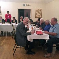 11-16-16 - District Governor Rod Mercado’s Official Visit, Italian American Social Club, San Francisco - L to R, head: Cindy Smith, 2nd Vice District Governor, Sharon Eberhardt, Club President, Rod Mercado, District Governor, Mario Benavente, 1st Vice District Governor, and Clayton Jolly, Zone Chairman; left side: Lyle Workman; right, front to back: George Salet, Robert Chiacco, Al Gentile, Viela du Pont, and Joe Farrah.