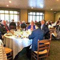 7-16-16 - 67th Installation of Officers, Basque Cultural Center, South San Francisco - Around front table, starting from left: Yvonne & Emil Kantola, Verdie Thompson, Cindy Smith, Mario Benavente, and District Governor Rod Mercado (back to camera). Also in photo are: George & Kathy Salet, Bob Fenech, and Viela du Pont.