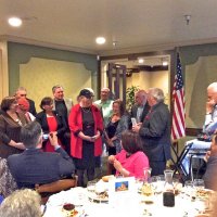 7-16-16 - 67th Installation of Officers, Basque Cultural Center, South San Francisco - Seated: Verdie Thompson, Cindy Smith, Mario & Rose Benavente, and District Governor Rod Mercado; L to R, front row: Viela du Pont, Bob & Zenaida Lawhon, Sharon Eberhardt, May Wong, Bill Graziano, Emil Kantola (Installing Officer), and Al Gentile; back row: Joe Farrah, Handford Clews, Bob Fenech, Ward Donnelly (hidden), and George Salet.