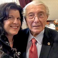 9-30-16 - Joe Farrah with Janet Nuccitelli. At the George Habeeb party, Janet Nuccitelli, daughter of deceased PDG Ric Nuccitelli (1981-82) of the Millbrae Lions Club, for whom he was a Deputy District Governor, Region 1.