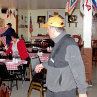 3-5-16 - Mariposa Hunters Point Yacht Club, San Francisco - 31st Annual Crab Feed - Setting up table are, l to r, Stephen Martin, Zenaida Lawhon, and Bob Fenech.