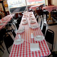 3-5-16 - Mariposa Hunters Point Yacht Club, San Francisco - 31st Annual Crab Feed - Partially set tables.