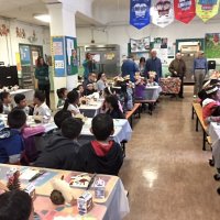 11-18-16 - MEC Thanksgiving Luncheon, Mission Education Center, San Francisco - Students waiting for luncheon to be served. In the back are, L to R: Viela du Pont, Al Gentile, Joe Farrah, and Bill Graziano.