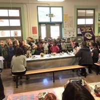 11-18-16 - MEC Thanksgiving Luncheon, Mission Education Center, San Francisco - Students singing a song while lunch is being prepared.