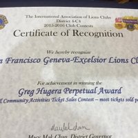 5-15-16 - District 4-C4 Convention, Red Lion Inn, Sacramento - One of the Certificates of Recognition received for our efforts in the Youth & Community Activities Raffle.