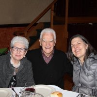 12/20/17 - Geneva-Excelsior Lions Christmas Party, Basque Cultural Center - Arline Thomas with Lion Al Gentile, and his daughter Roxanne Gentile.