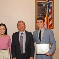 1-18-17 - Student Speaker Contest, Italian American Social Club, San Francisco - Topic: Is the Right to Privacy a Threat to Our National Security - Pui Yen Sylvia Ko, finalist, Paul Corvi, and Aidan O’Sullivan, winner, both from Sacred Heart Cathedral High School.
