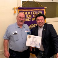 12/19/18 - Lion Ken Ibarra, candidate for International Director 2019-2021, with guest speaker certificate, with Lion President George Salet after Lion Ken finished his comments.