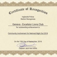 9/19/18 - Guest speaker SFPD Capt. Jack Hart, Italian American Social Club - Certificate of Recognition presented to our Club by Capt. Jack Hart for donating to the National Night Out which took place in August 2018.