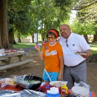 8/4/18 - Balboa Alumni Picnic, San Bruno - Lion Emily Powell, a driving force in the Balboa Alumni Association, working and having fun at the picnic.