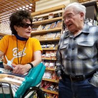 4/24/19 - Lions Emily Palmer and Joe Farrah catching up after running into each other at Lunardi’s Supermarket. From Terry Farrah.