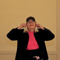 06/20/18 - 69th Installation of Officers, Italian American Social Club, San Francisco - Lion President Sharon Eberhardt showing off the favors she brought for the members and guests.