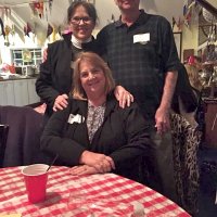 2/24/18 - 33rd Annual Crab Feed - Guests enjoying themselves during the crab dinner. Linda Workman (back left) next to brother Rick Wright and his wife Kate.