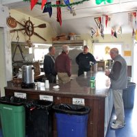 2/24/18 - 33rd Annual Crab Feed - Lions Bill Graziano, Ward Donnelly, George Salet, and Bob Fenech enjoying coffee and 