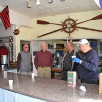 2/24/18 - 33rd Annual Crab Feed - Lions Bill Graziano, Ward Donnelly, George Salet, and Bob Fenech enjoying coffee and 