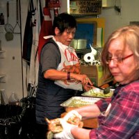 2/24/18 - 33rd Annual Crab Feed - Leona Wong and Lion Viela du Pont working on the pasta pesto.