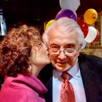 1/15/2020 In Seattle via Facebook - Lion Joe Farrah receiving a loving kiss from daughter Theresa at their joint birthday party.