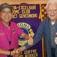 8/21/19 - District Governor's Visitation, Italian American Social Club - Lion Michael Chan (on left) with Lion Al Gentile, 63 year member and longest serving Lion in Distriact 4-C4.