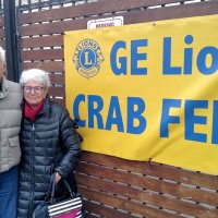 2/23/19 - 34th Annual Crab Feed - Lion Al Gentile with friend Arline Thomas arriving at the feed. From Roxanne Gentile via Facebook.