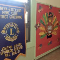 11/21/19 - Mission Education Center Thanksgiving Luncheon - our Club Banner set in place before students arrive for their thanksgiving luncheon.