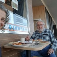 10/11/20 - Lion Joe Farrah have breakfast for dinner with daughter Terry at Neal’s Coffee Shop in Burlingame.