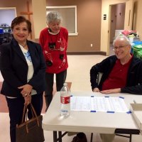 2/8/20 - 35th Annual Crab Feed at St. Philip the Apostle Church - by Lion Bob Lawhon - Waiting for guest to arrive are, L to R, Lion Zenaida Lawhon, Rose Ann Harris, and Lion Lyle Workman.