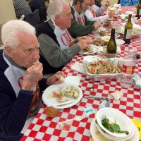 2/8/20 - 35th Annual Crab Feed at St. Philip the Apostle Church - by Lion Bob Lawhon - Lion Al Gentile, on left, with some of his guests, enjoying the crab.