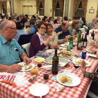 2/8/20 - 35th Annual Crab Feed at St. Philip the Apostle Church - by Lion Bob Lawhon - Lion George Salet (seated on left) with wife Kathy and guests just enjoying.