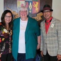 7/17/21 - 72nd Installation of Officers, Basque Cultural Center, South San Francisco - L to R: Macy Mak Chan, Denise Kelly, and Michael Chan. Photo courtesy of Michael Chan.