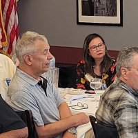 7/17/21 - 72nd Installation of Officers, Basque Cultural Center, South San Francisco - L to R: near side left: George Salet; center: Steve Martin, with his guests George Leeds and Mike Foti; far side: Macy Mak Chan and Rebecca Rondeau. Photo courtesy of Michael Chan.