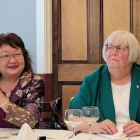 7/17/21 - 72nd Installation of Officers, Basque Cultural Center, South San Francisco - Fanny Chu and Denise Kelly. Photo courtesy of Michael Chan.