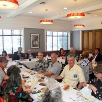 7/17/21 - 72nd Installation of Officers, Basque Cultural Center, South San Francisco - L to R: head table: Rose & Mario Benavente, and Robert Lawhon; near side: Zenaida Lawhon, Imelda Perez, and daughter Jessica Livsey, Michael Chan, Rebecca Rondeau, Macy Mak Chan, and Joelle Kenealey, guest of Sharon Eberhardt; near center: Mike Foti, George Leeds, Steve Martin, and Sharon Eberhardt; far center: George & Kathy Salet, and Bill Graziano; far side: Fanny Chu, Denise Kelly, Venetia Young, and Ken Ibarra.