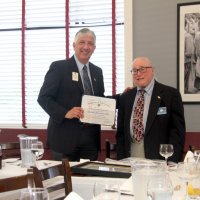 7/17/21 - 72nd Installation of Officers, Basque Cultural Center, South San Francisco - Mario Benavente, displaying his Certificate of Appreciation as installing officer, with Robert Lawhon.
