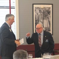 7/17/21 - 72nd Installation of Officers, Basque Cultural Center, South San Francisco - Mario Benavente with Bob Lawhon, having taken his oath of office as President.