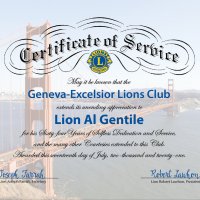 7/17/21 - 72nd Installation of Officers, Basque Cultural Center, South San Francisco - Certificate to be presented to Al Gentile for his 64 years of service to our club.