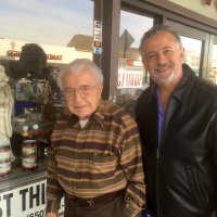 11-14-21 - San Bruno - Joe Farrah, and son Nick, enjoying a walk on San Mateo Avenue.