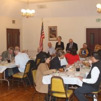 8-17-22 - 73rd Installation of Officers, Italian American Social Club - L to R, left table, far side: George Salet, Bob Fenech, Bill Stipinovich, and Joe Farrah; near side: Steve Martin, and Bill Graziano; right table, far side: Mrs. Vervosa, Jack Mak, Zenaida Lawhon, and Rose Benavente; right side: JP Vervosa, Iliana Escadero, and Sharon Eberhardt; head table, L to R: Bill & Eleanor Britter, Bob Lawhon, and Mario Benavente.