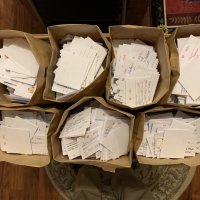 4-10-22 - Chairman’s home - 17,730 stubs for the raffle. Somewhere in there are 20 winners waiting to be drawn.