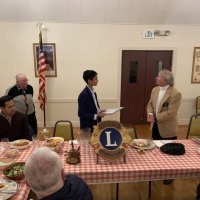 1-18-23 - Italian American Social Club, San Francisco - Club Student Speaker Contest - Paul Corvi congratulating and presenting the winner’s certificate to speaker Saahil Mishra. L to R: Anupam Misrah, father, Bob Lawhon, Saahil Mishra, and Paul Corvi.