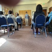 3-4-23 - Region 3, Zone 1 Student Speaker Contest, Taraval Police Station, San Francisco - Our Club contest winner, Saahil Mishra, making his presentation in the Zone contest.