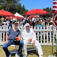 6-22-25 - Hillsborough Concours d’Elegance - Nick, on left, and Joe Farrah enjoying a beautiful afternoon, with Bloody Mary in hand.